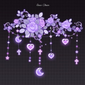 Rose Light Chain Animated Stream Decor, Celestial with Heart Decoration Stream Asset for Twitch, Discord, YouTube