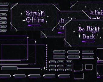 Y2K Gothic Purple Animated Stream Overlay Package (Digital Download)