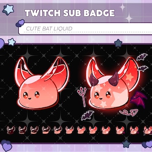 Cute Red Liquid Bat Sub Badge, Blood Sub Badges, Vampire bat Sub bit badges / Emotes for Streamer, Twitch, Discord, Youtube ...