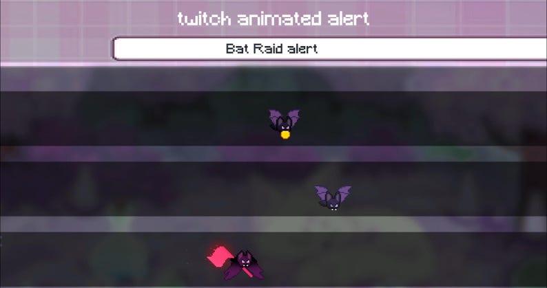 16 Pixel Art Animated Stream Alerts: Bat Raid With Diamond, Heart, Flag ...