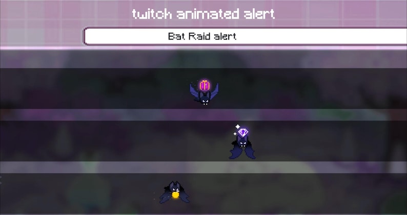 16 Pixel Art Animated Stream Alerts: Bat Raid With Diamond, Heart, Flag ...