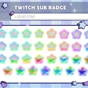 31 Color Liquid Blue Star Bottle Bit Badge, Rainbow Liquid Badge, Colorful Sub bit badges, Emotes for Streamer, Twitch, Discord, Youtube