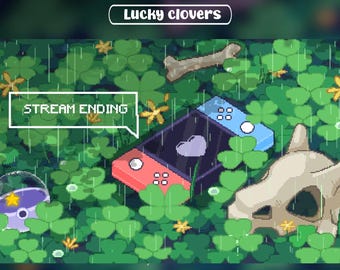 Lofi Pixel Lucky Clovers Animated Stream Screens (MP4, GIF)