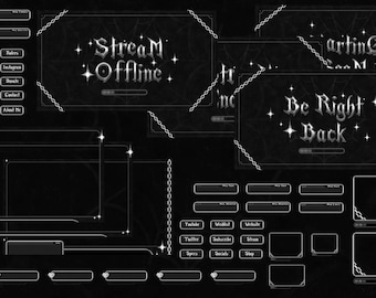 Y2K Gothic Black Animated Stream Overlay Package (Digital Download)