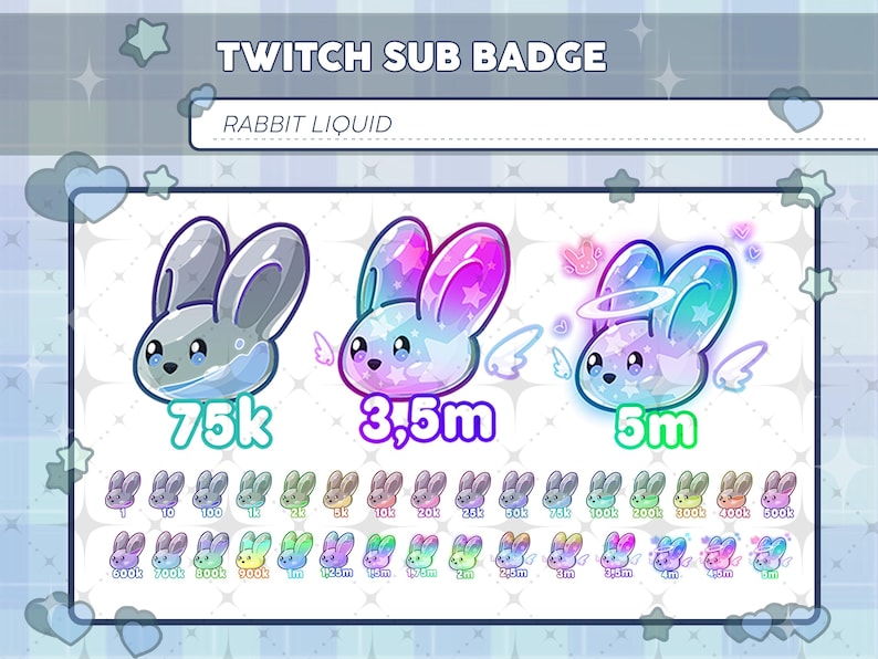 Steam Rabbit Badges Liquid Rabbit Bit Badge, Number Sub Badge, Angel Rabbit Sub Bit Badges ...