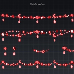 Animated Red Bat Light Chain, Vampire Decorations, Moon and Star for Streamer, Twitch, YouTube (.Webm)