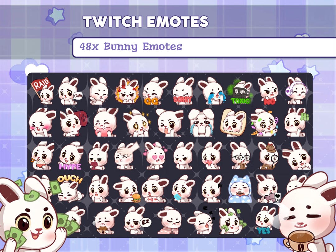 Florida White Rabbit Emoticon White Rabbit Emote Package, Cute Bunny Sub Badge, Emotes, Emoji for ...