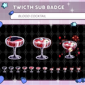 Liquid Blood Cocktail Sub Badge, Vampire Evil Bat Bit Badge, Halloween Sub bit badges / Emotes for Streamer, Twitch, Discord, Youtube ...