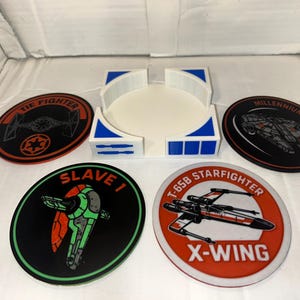 Star Wars Ships Coaster Set - R2D2 Coaster Holder - 4 designs - Great gift for Starwars Fans