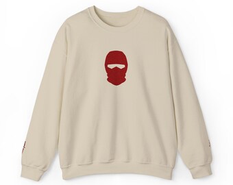 Dark Romance Booktok Boyfriend Crewneck | Mask and Daggers Embroidered Sweatshirt |- REDS