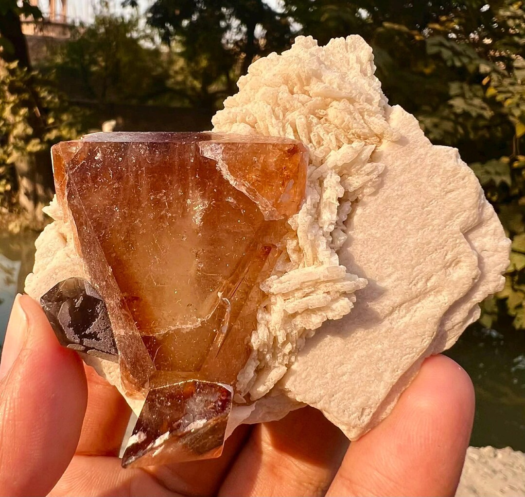 スカドゥ産、長石に埋め込まれたハニーカラートパーズの巨大結晶、117