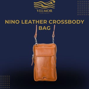 Nino Leather Crossbody Bag | Handmade Phone Purse with Card Slots | Small Vintage Genuine Leather Bag for Men & Women