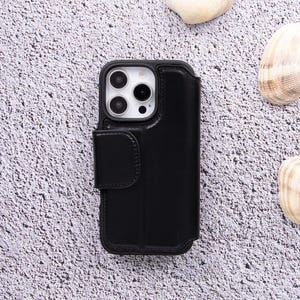 Étui en cuir Firenze pour iPhone 16 Pro Max, étui portefeuille, pochette en cuir de qualité supérieure, emplacement pour cartes, support de charge sans fil, cadeau durable pour lui et elle