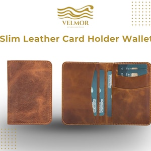 Tarjetero de cuero fino / Tarjetero de visita / Tarjetero de crédito / Cartera de cuero minimalista / Regalo para él
