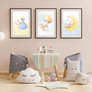Affiches Murales Lapin Mignon – Lote de 3 Posters à Imprimer – Téléchargement A5 | A4 | 8x10 polegadas | Carta dos EUA | Meia letra dos EUA