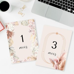 Cartes Étapes Bébé Fleurs Boho – Kaarten met opdruk – Téléchargement Numérique A5 | A4 | 8 x 10 inch | Amerikaanse brief | Amerikaanse halve letter