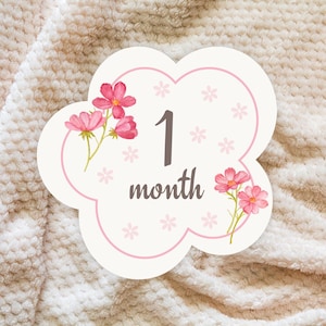 Cartes d'étapes pour bébés à découper à faire soi-même - Jalons floraux carrés imprimables pour la première année de bébé, formats A5/US Letter, accessoire photo unique pour nouveau-né