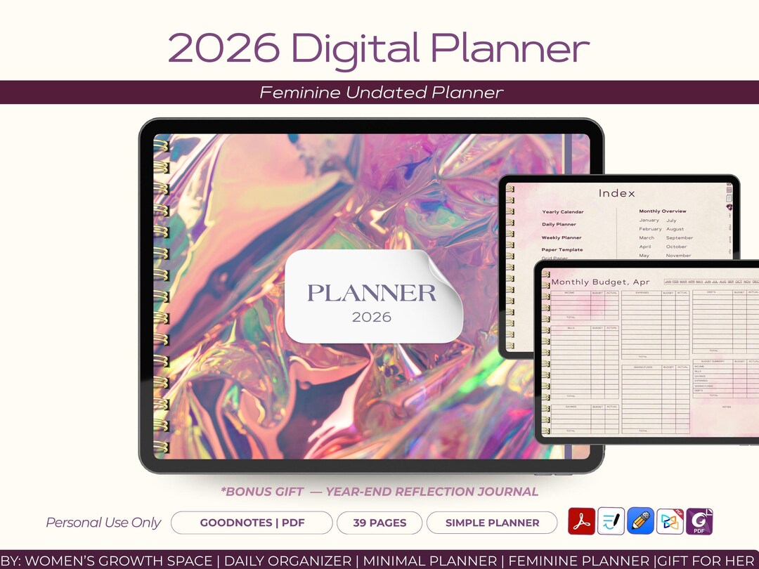 Pink Digital Planner 2026 | iPad Goodnotes Organizer (PDF Download - Etsy