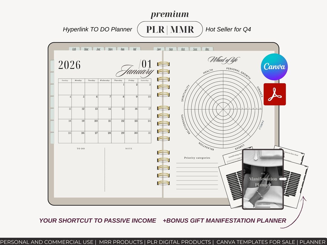 2026 Digital Planner: Hyperlinked Goodnotes iPad Journal (PLR) - Etsy