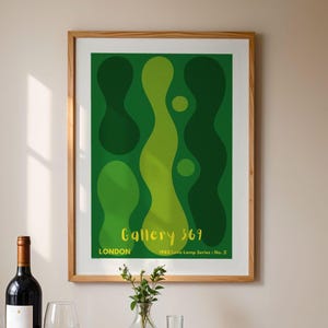 Póster de lámpara de lava, arte mural abstracto verde retro, impresión de arte pop de los años 70 y 80, decoración psicodélica vintage moderna, obra de arte pop de colores vibrantes, relajante, 265