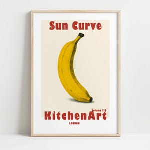 Banana Art Print, Retro Kitchen Wall Decor, Pop Art Fruit Poster Gift, Trendy Fruit Art, Vintage Banana Poster,  453B