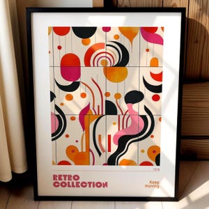 Keep Moving, Retro Mid Century Modern Wall Art,abstract 70s Style