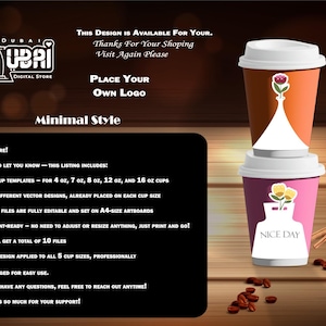 Paper Cup Wrapper SVG Template Bundle – 5 Sizes (4oz–16oz) | Cricut Cup Wrap SVG | Printable Tumbler Sleeve | Pdf and AI Cut Files