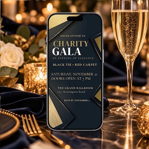Charity Gala Invitation + Thank You Card | Editable Canva Bundle | Fundraiser & Black Tie Event | Mobile Templates