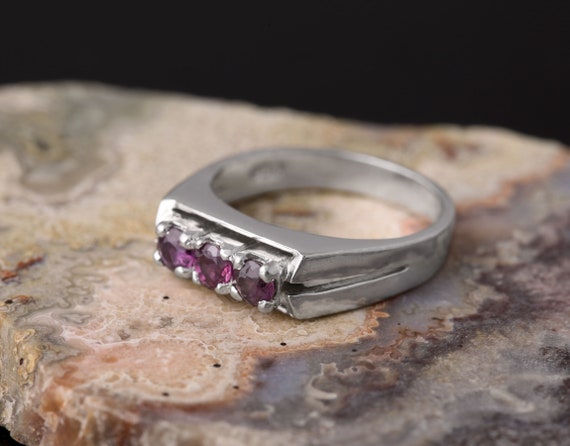 950 Silver Ruby Ring Size 5.75 Fine Sterling Silv… - image 2