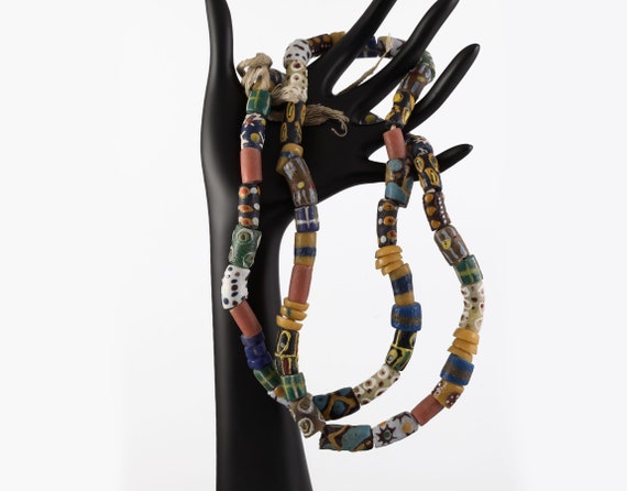 Vintage African Trade Beads Necklace Ghana Ghanai… - image 2