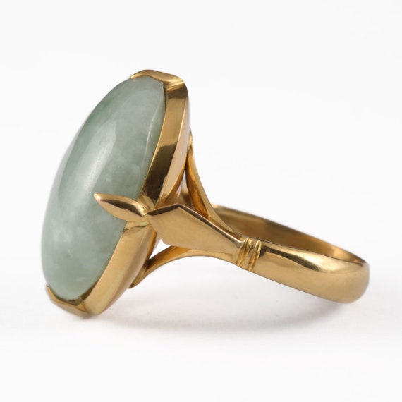 Vintage 18k Jade Ring Solid Yellow Gold Signed Ch… - image 5