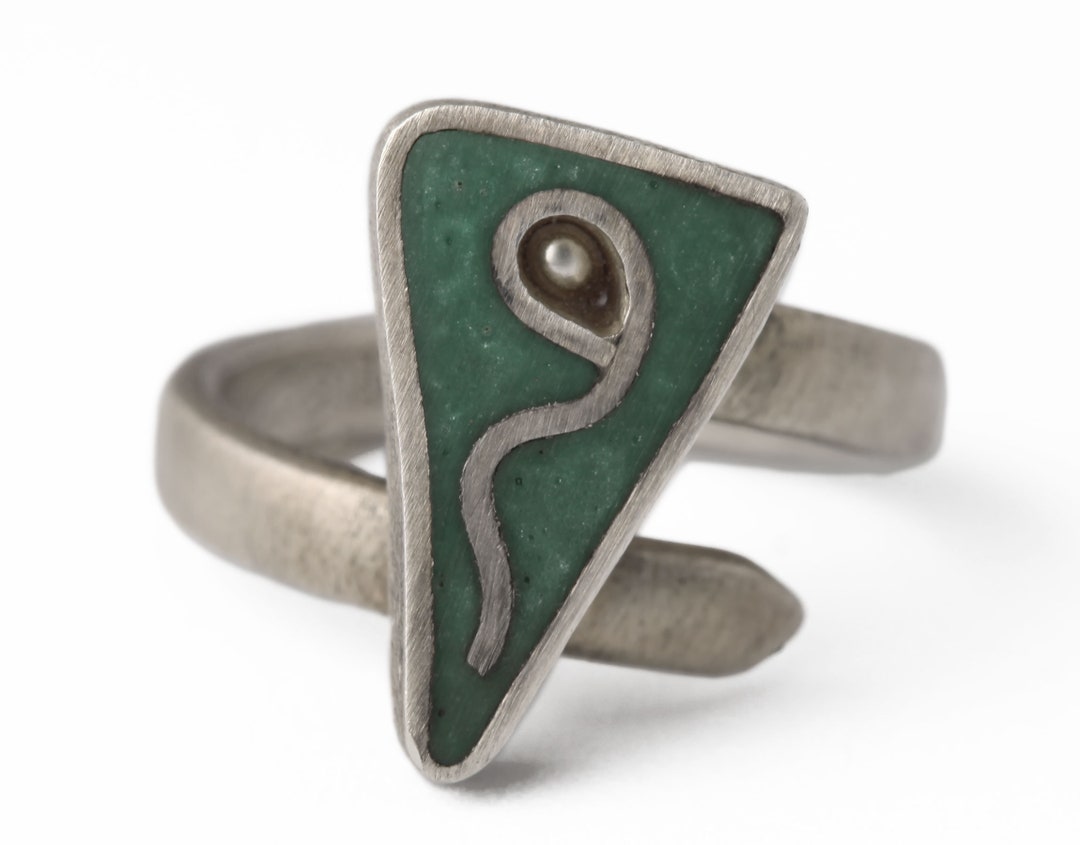 J. Boyles Signed Ring Vintage Modernist Abstract Jewelry Dark Etsy