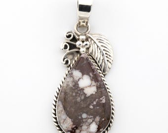 Signed RS Native American Pendant 925 Sterling Silver Wild Horse aka White Turquoise Jewelry