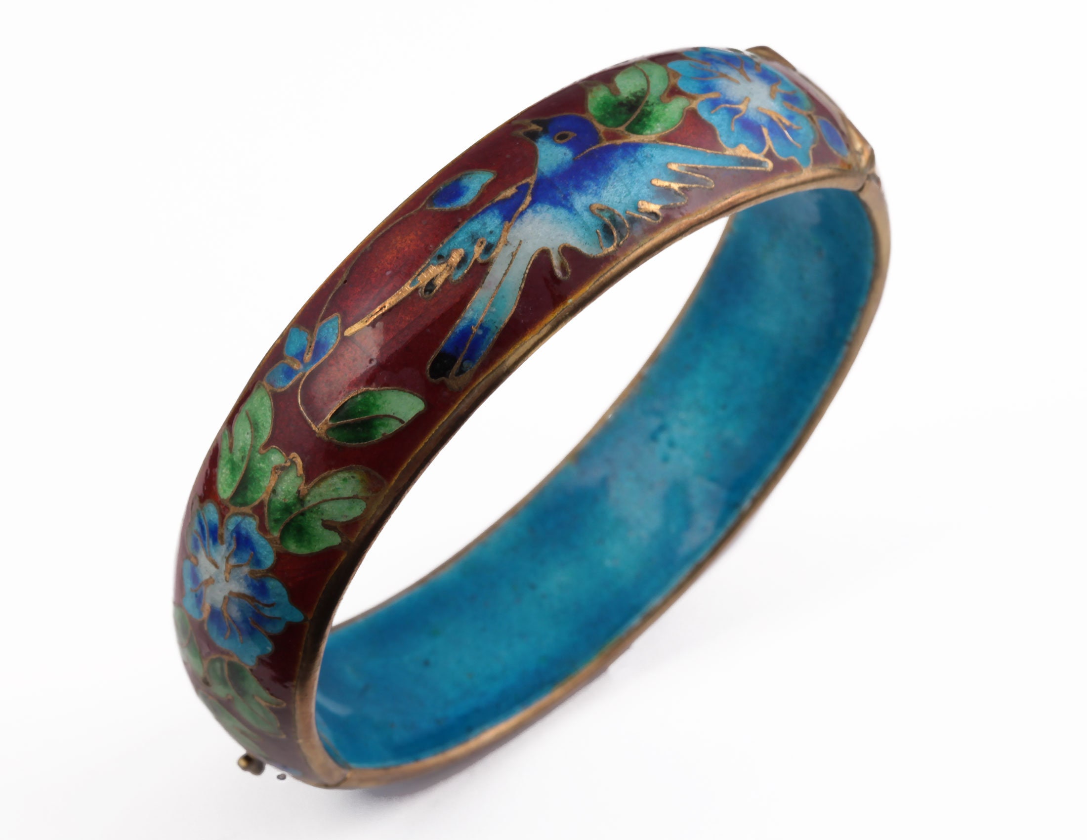 Vintage Cloisonne Enamel Bracelet Old Chinese Asian Estate