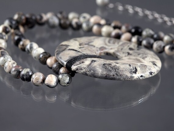 Jasper Agate Necklace, 925 Sterling Silver Chain,… - image 3