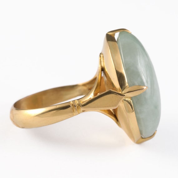 Vintage 18k Jade Ring Solid Yellow Gold Signed Ch… - image 3