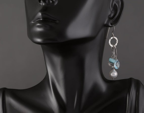 Fine Drop Dangle Earrings Genuine Blue Topaz Pear… - image 3