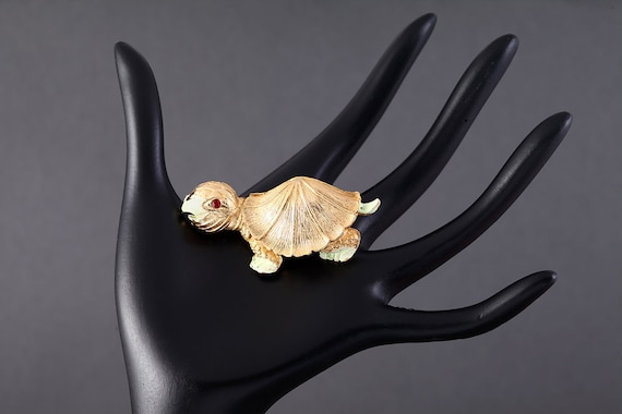 VINTAGE TURTLE BROOCH Retro Antique Estate Costum… - image 2