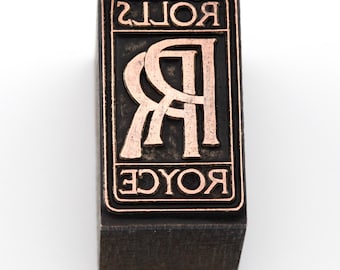 Vintage Rolls Royce Letterpress Printing Block Wood and Metal Car Logo Stamp