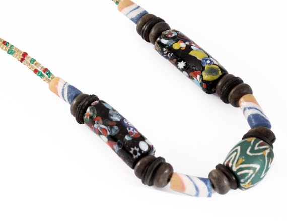Vintage African Trade Beads Necklace Ghana Ghanai… - image 4