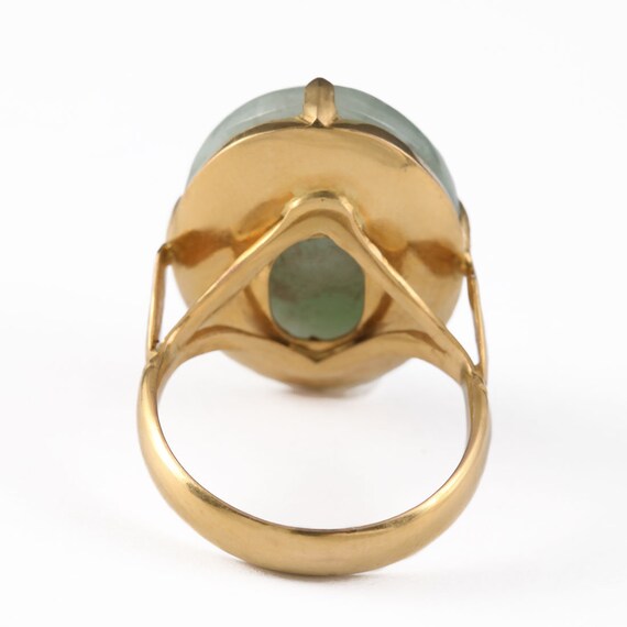 Vintage 18k Jade Ring Solid Yellow Gold Signed Ch… - image 4