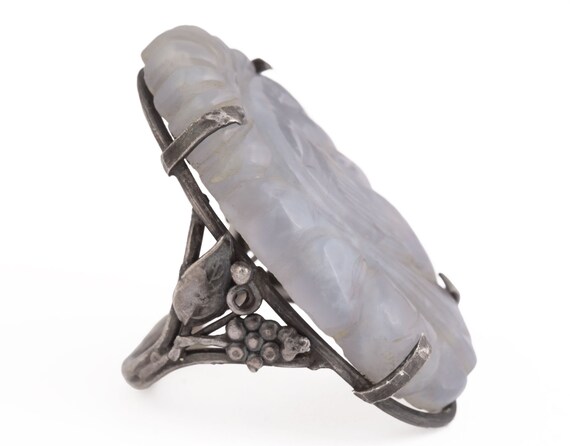 Unique Antique Art Nouveau Hand Carved Stone Ring… - image 5