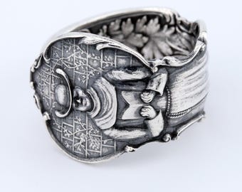 Unique Vintage 925 Sterling Silver Spoon Ring Monk Priest Spanish Friar Mens Unisex Size 12.5