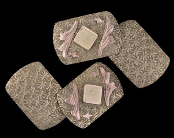 Gemelos antiguos de estilo eduardo firmados por R&F Riley y French, gemelos reversibles para novios y bodas, joyas vintage