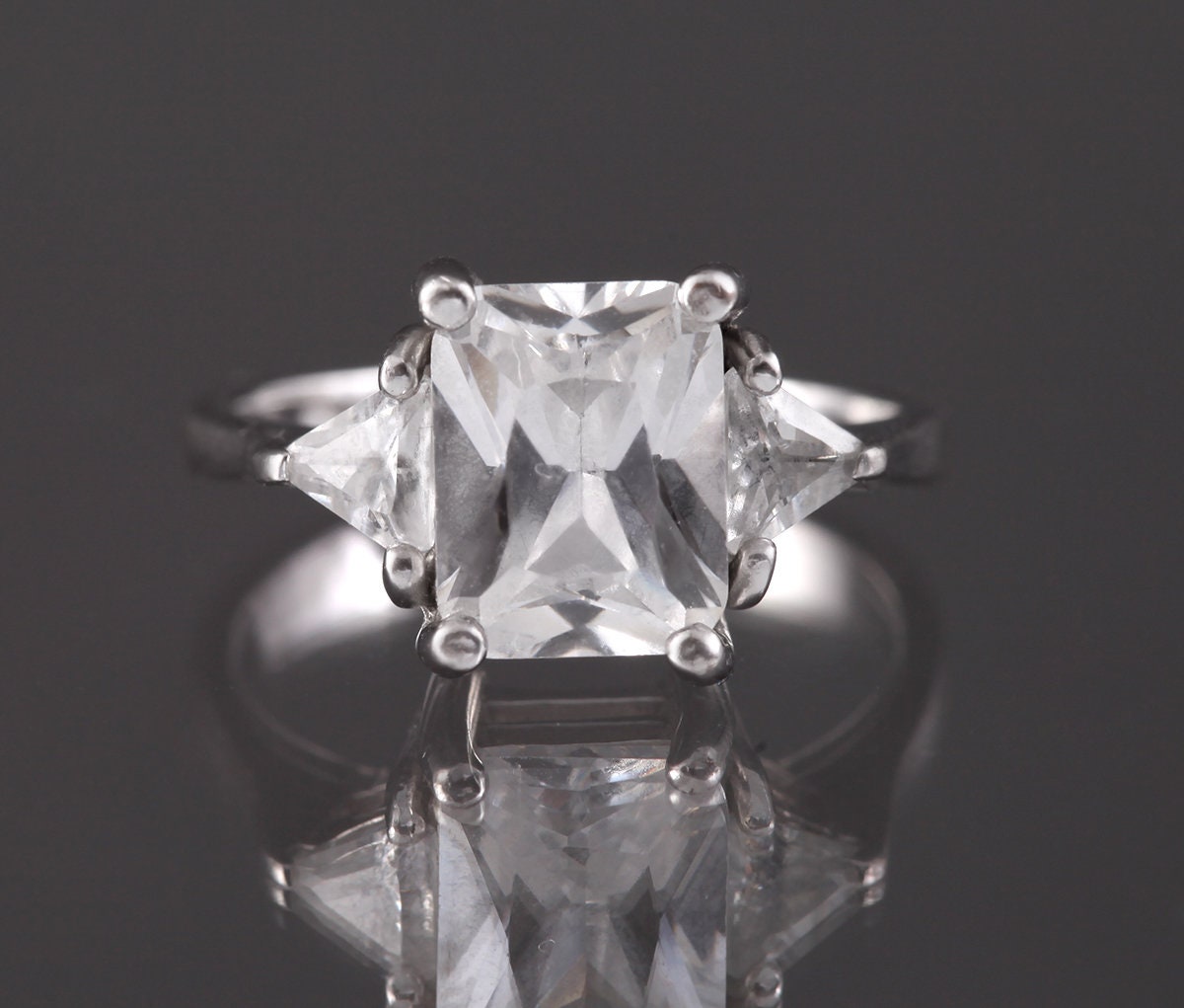 Sterling Silver Promise Engagement Ring Signed 925 FAS Wedding - Etsy