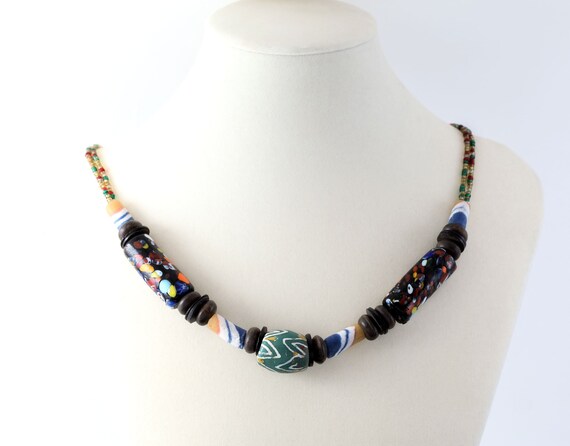 Vintage African Trade Beads Necklace Ghana Ghanai… - image 5