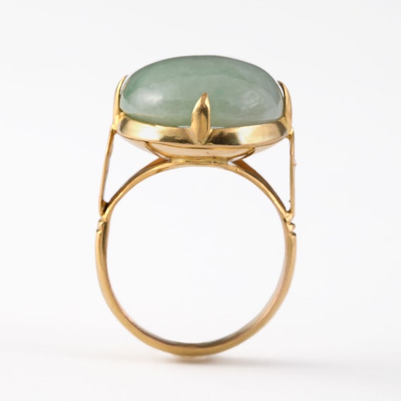 Vintage 18k Jade Ring Solid Yellow Gold Signed Ch… - image 6