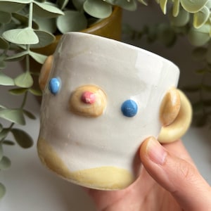 Cute Doggo Mug with tiny handle | Handmade Ceramic Coffee Cup