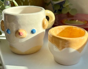 Handbemalte Hunde & Tier Tassen | Handgemachte Keramik Kaffeetasse mit kleinem Henkel