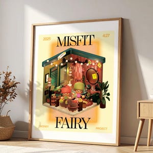 Niedliches 40 x 50 cm Porträt Grafisches Wandbild | Wonky Pots Fairy 3D Illustriertes Poster | 4 Einzigartige Designs